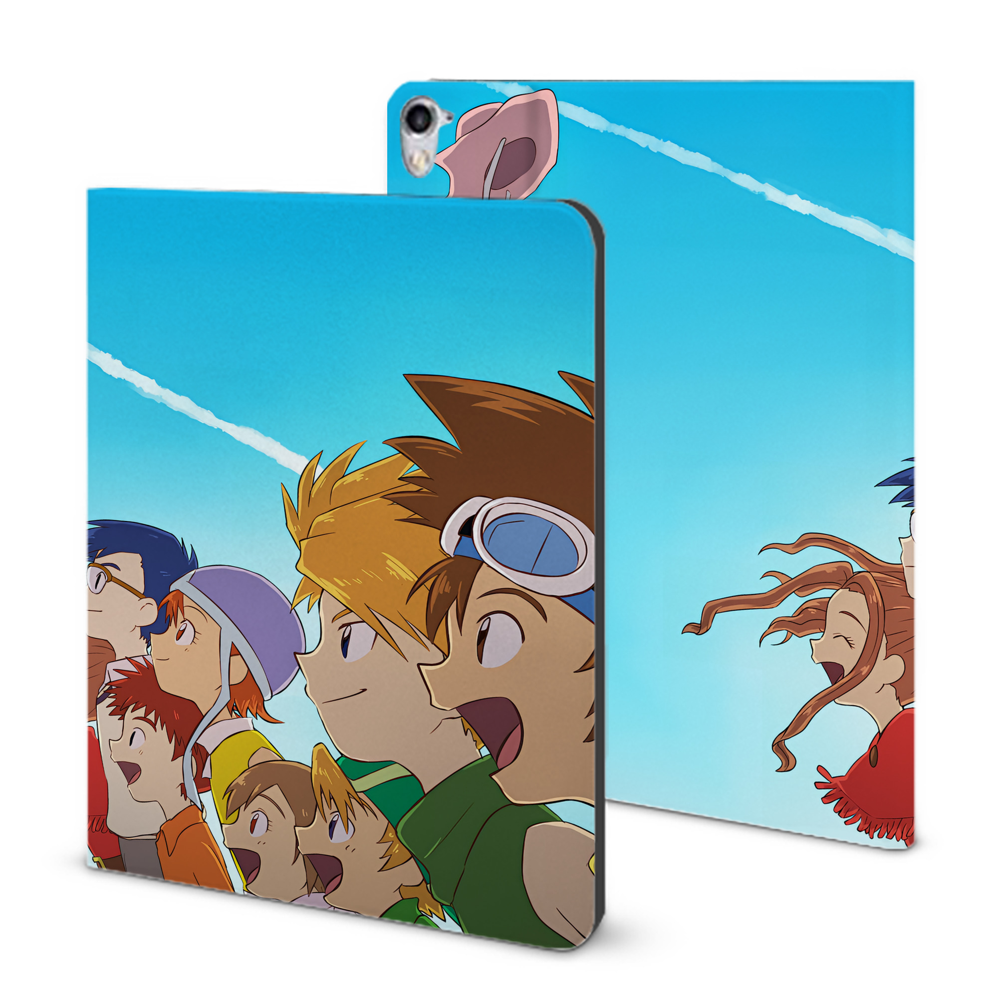 （画像用） Digimon デジタルモンスター/デジモン IPad ケース ブック型 PUレザー TPU 耐衝撃 軽量 薄型 ペン収納なし 全面保護 IPad 各モデル対応